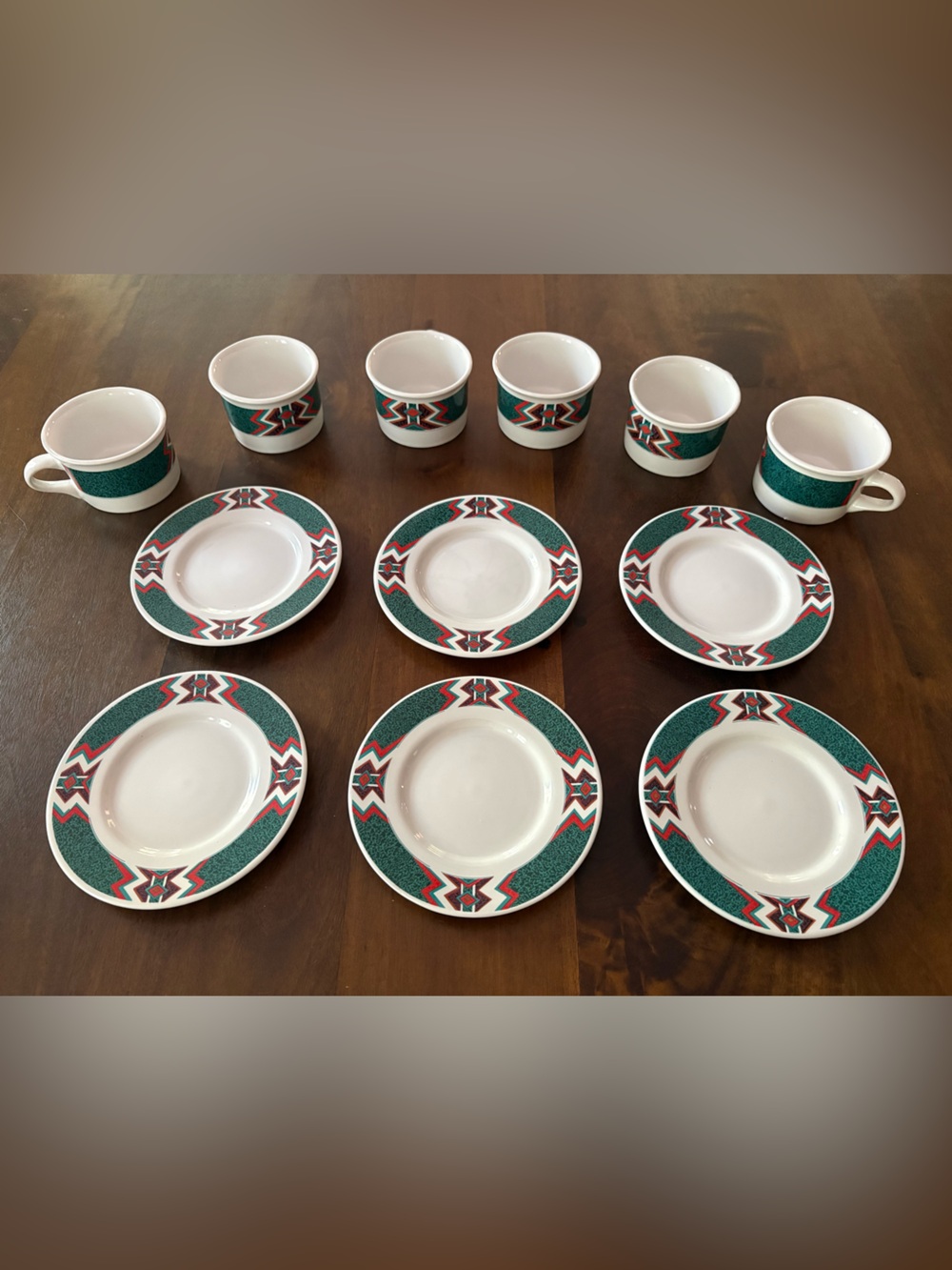 VTG Gibson Set of 6 Coffee/ Tea Cups & Saucers “Mojave” Pattern Southwestern